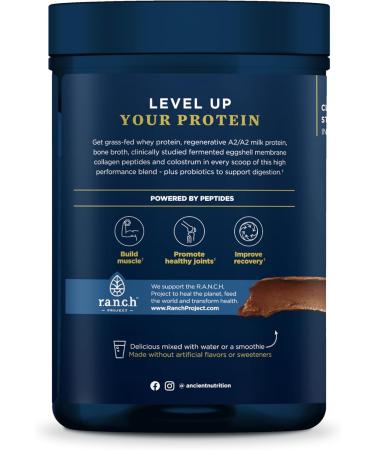Ancient Nutrition Multi Protein Animal Based Powder 26g Protein Grass Fed Whey Bone Broth Collagen Peptides Colostrum & Probiotics Supports Joint & Gut Health Milk Chocolate 15 Servings - Buy Online on GoSupps.com