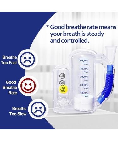 Breathing Exercise Device for Lung Health | Deep Breathing Trainer for Adults - 5000ml Capacity & Flow Rate Indicator - Buy Online on GoSupps.com