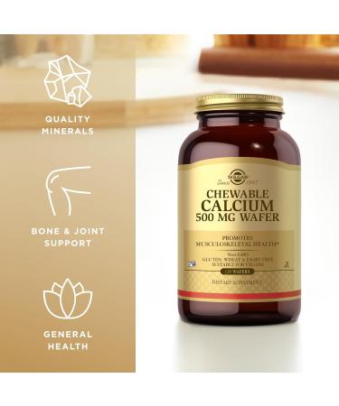 Solgar Chewable Calcium 500 mg - 120 Wafers | Promotes Musculoskeletal Health | Non-GMO, Vegan, Gluten, Wheat, Dairy Free & Kosher | 60 Servings - Buy Online on GoSupps.com