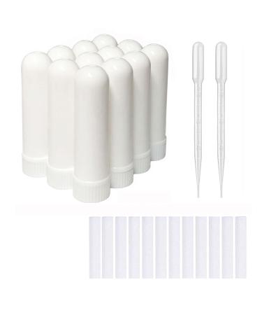 zison 12 Sets Essential Oil Aromatherapy Tubes Inhaler Sticks Blank Nasal Inhalers(12 Complete Sticks) + 2 Polyethylene Pipette Droppers