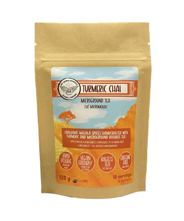 Old Growth Beverages Micro-Ground Turmeric Chai Rooibos Tea Aromatic and Spicy Rapid Dissolve Instant Tea Powder (10 servings) 120g