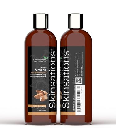 Skinsations Sweet Almond Oil 16oz | 100% Pure Cold-Pressed Natural Body Oil & Skin Moisturizer | Best Carrier Oil for Aromatherapy - Buy Online on GoSupps.com