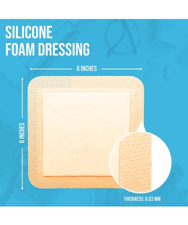JJ CARE Silicone Foam Dressing [Pack of 10] - 6x6 Sacrum Silicone Foam Dressing - Absorbent Bandages - Showerproof Adhesive - Buy Online on GoSupps.com