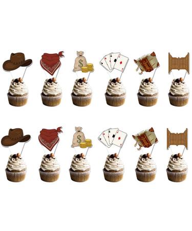36 Pieces Cowboy Cupcake Toppers Cowboy Hats Cupcake Picks Western Theme Birthday Party Baby Shower Cake Decorations Supplies