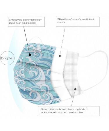 Goddess Accent 50 Pack Disposable Face_Mask Cute Floral Tie Dye Printed Protection for Adults Women - Buy Online on GoSupps.com