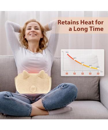 Hot Water Bottle Belt Wrap with Fluffy Cover - Beige | Pain Relief for Period & Body Aches - Buy Online on GoSupps.com