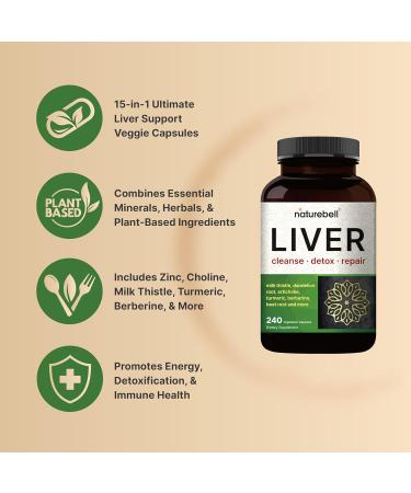 NatureBell Liver Cleanse Detox - 240 Vegetarian Capsules - Buy Online on GoSupps.com
