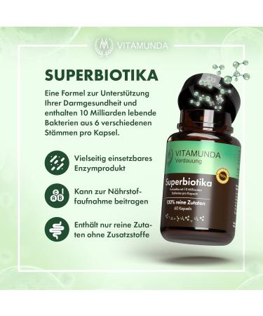 Vitamunda Superbiotics | 10 Billion Live Bacteria | 60 Vegan Capsules | Specialized Intestinal Health - Buy Online on GoSupps.com