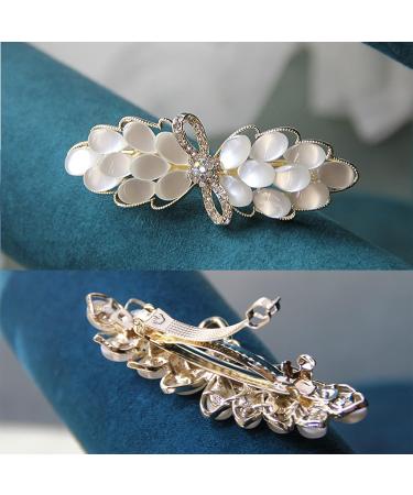 Rhinestone Cat-eye Barrette Beige Hair Clip | Elegant Shiny Hair Slide Decoration - Buy Online on GoSupps.com