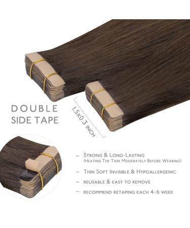 WhenALIFE Tape Extensions - 20Pcs 30g 25cm Real Remy Hair Invisible Skin Weft Silky Straight Dark Brown #2A - Premium Quality Hair Extensions - Buy Online on GoSupps.com