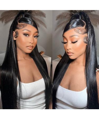 Ossilee 18 inch Straight Lace Front Wig 10A Brazilian Virgin Human Hair 180% Density HD Transparent Lace Frontal Wig for Black Women - Pre Plucked with Baby Hair - Glueless Natural Hairline - 13x4 - Buy Online on GoSupps.com