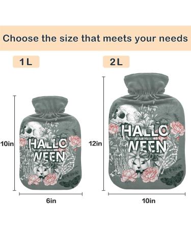 Naanle Rose Skull Halloween Hot Water Bottle - 1L Transparent Hand/Foot Warmer for Pain Relief & Heat Therapy - Buy Online on GoSupps.com