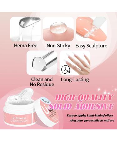  U-Shinein Set of 2 solid nail gels: 5 in 1 - Non-sticky 3D gel for artistic sculpting building and UV/LED nail extensions - Clear + almond nude - Buy Online on GoSupps.com