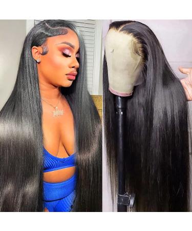 Hechirun Straight Lace Front Wigs Human Hair Pre Plucked 13x4 HD Lace Frontal Wigs Human Hair Lace Front Wigs with Baby Hair 180% Density Brazilian Human Hair Wigs for Black Women Glueless Straight Lace Front Wig 24 Inch...