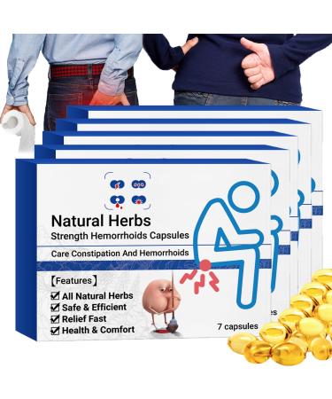 LPSHGK Heca Natural Herbal Strength Hemorrhoid Capsules Heca Hemorrhoid Capsules Hemorrhoid Treatment Relief Capsules (5Boxes-35PCS)