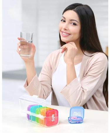 ZIKEE Weekly Pill Organizer - Portable 7 Day Pill Box with Dual Protection for Travel | Colorful Cases for Vitamins Fish Oils & Supplements - Buy Online on GoSupps.com