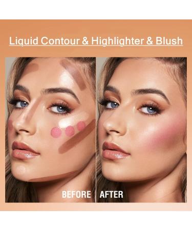 URQT Highly Pigmented Liquid Contour - Long-Lasting Buildable Contouring Wand with Sponge Tip | Pack of 3 Blush & Highlighter - Global Shipping Available - Buy Online on GoSupps.com