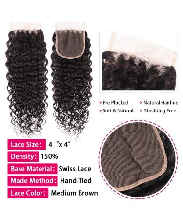 10A Water Wave Bundles with Closure (16 18 20 +14) Wet and Wavy Brazilian Virgin Human Hair 3 Bundles with 4x4 Lace Closure with Baby Hair Free Part 1B Curly Wave Human Hair Extensions 16 18 20+14 Natural Black Water Wa... - Buy Online on GoSupps.com
