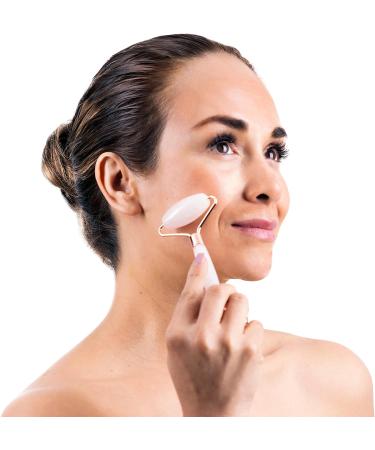 True Rose Beauty Rose Quartz Roller - Natural Facial Massage Tool for Skin Care - Reduce Dark Circles and Puffiness - 100% Authentic Crystal - Buy Online on GoSupps.com
