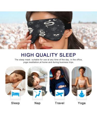 Buy Witchy Snake Crescent Moon Sleep Mask - Light Blocking Eye Cover for Men & Women | Adjustable Skull Flower Design for Travel & Naps - Buy Online on GoSupps.com
