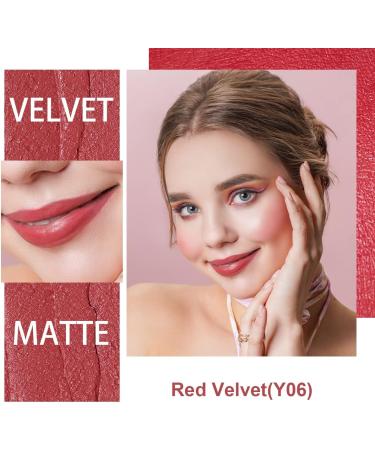 Oulac Soft Matte Lipstick & Blush Duo - Red Peach Color | Cream to Powder Formula Enriched with Rose Oil | Vegan & Cruelty-Free | 3.6g (Y06) Red Velvet - Buy Online on GoSupps.com