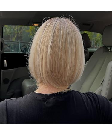 Haircube Short Bob Wig with Bangs - Heat-Resistant Synthetic Fiber for Party Cosplay & Daily Wear - Dark Shadow Blonde - Buy Online on GoSupps.com