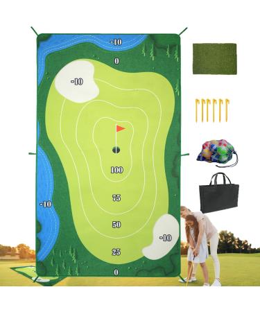 Battle Royale Golf Chipping Game Mat with 20 Grip Balls,57"31.5" Velcro Golf Hitting Mat, Casual Golf Games for Adults Indoor Outdoor,Ideal Gift for Men Kid Play in Home Backyard Office
