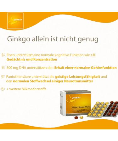 Prosan Ginkgo+Omega-3 Forte | 120 Capsules for Memory & Focus | Ginkgo Biloba DHA & EPA + 7 Brain-Active Nutrients | Enhance Cognitive Function - Shop Internationally! - Buy Online on GoSupps.com