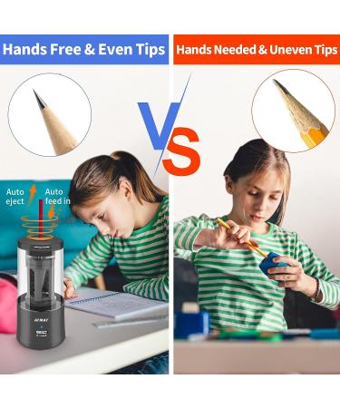 Electric Pencil Sharpener  AFMAT Regargeable Pencil Sharpener Hands-Free  Fully Automatic Pencil Sharpener for 6-7.8mm Colored Pencils  Fast Sharpening  No Uneven Tips  Ideal for Short Pencils Black - Buy Online on GoSupps.com