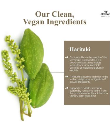 AKSHAR Ayurveda - Haritaki Lax Aid Capsules for Natural Constipation Relief & Indigestion Support - Plant Based Digestive Aid for Regularity & Gentle Rejuvenation - Vegan Cruelty Free (60 Count) - Buy Online on GoSupps.com