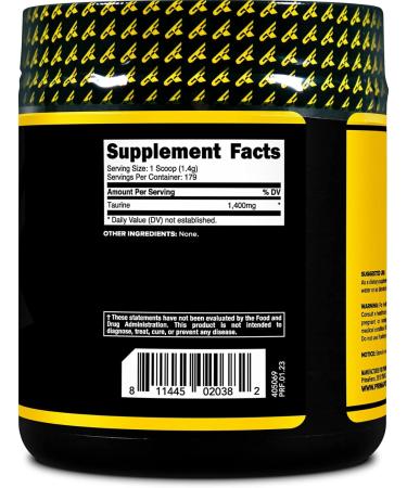 PrimaForce Taurine Powder 250g - Non-GMO Gluten Free Supplement for Energy & Focus - Buy Online on GoSupps.com