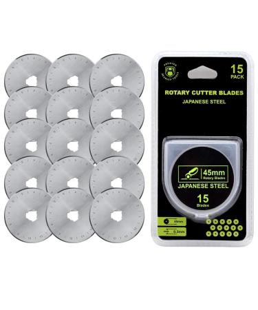 HEADLEY TOOLS 45mm Rotary Cutter Blades 15 Pack Fits Olfa, Fiskars, Replacement Rotary Blade for Arts Crafts Quilting Scrapbooking Sewing, Sharp and Durable 45mm 15pcs - Buy Online on GoSupps.com