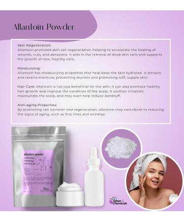 Allantoin Powder Cosmetic Grade 1 Oz / 28 Grams - Organic Allintoin for DIY Emulsion Cream Lotion Skin Care - Hydrates & Promotes Exfoliating Dry Skin Ideal for Skincare by Talsen Chemicals 1 Ounce (Pack of 1) - Buy Online on GoSupps.com