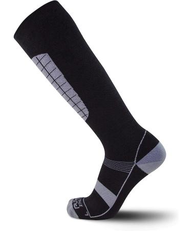 Pure Athlete Alpine Ski Socks - Warm Merino Wool Midweight Socks for Snowboard and Skiing - Men and Women Small-Medium - 1 Pair, Black/Grey - Buy Online on GoSupps.com