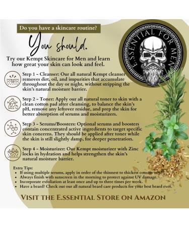 E.ssential Kempt Natural Facial Cleanser for Men 9.8 fl oz with Plum Linden Flower and Jasmine Extracts gentel purifying and antioxidant - Buy Online on GoSupps.com