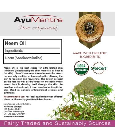 Ayumantra Organic Neem Oil- Pure & Natural -118 ml - Buy Online on GoSupps.com