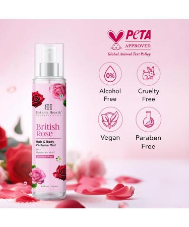 Botanic Hearth British Rose Hair Perfume & Body Mist Alcohol-Free Clean Fragrance Hair Spray - British rose scent - 3.4 Fl Oz - Buy Online on GoSupps.com