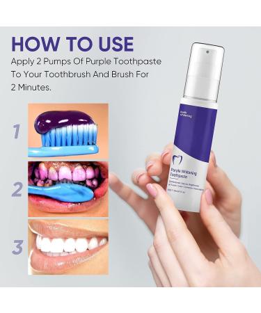Purple Teeth Whitening Toothpaste for Adults - Stain Removal & Colour Corrector - Gentle Formula - 30ml - Buy Online on GoSupps.com
