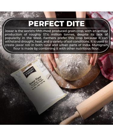 Fresh Chakki Milled Jowar Flour (2lbs) 0.91 Kg 100% Natural Sorghum Flour Salt-Free | No Colors | NON-GMO | for Cooking Rotis Bhakri Cheela Dosa Pancakes - Buy Online on GoSupps.com