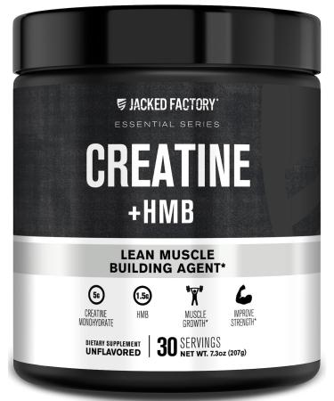 Jacked Factory Creatine HMB Powder Supplement with Creatine Monohydrate & HMB for Men & Women for Muscle Growth Increased Strength Enhanced Energy - 30 Servings Unflavored 30 Servings (+ HMB)