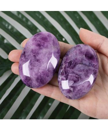 Buy XIANNVXI 2.4 Large Amethyst Worry Stones - Natural Polished Palm Gemstones for Healing & Reiki Energy - Buy Online on GoSupps.com
