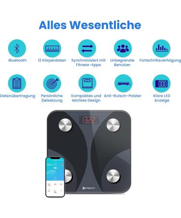 Etekcity Ultra-Slim Smart Body Fat Scale - 12 Body Metrics iOS & Android Compatible 180 kg/400 lb Capacity - Accurate BMI Muscle Mass & More - Buy Online on GoSupps.com