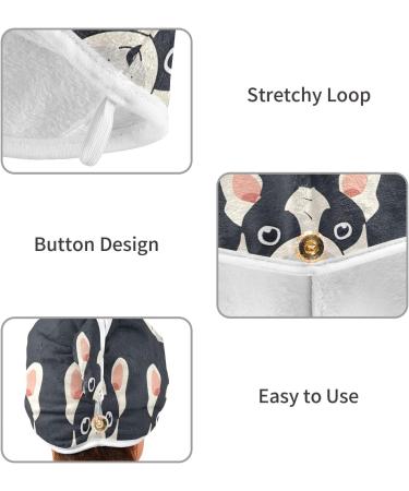 Buy Sweet Cute Bulldog Hair Towel 2 Pack - Super Absorbent Quick Dry Turban for Women & Girls | International Shipping - Buy Online on GoSupps.com