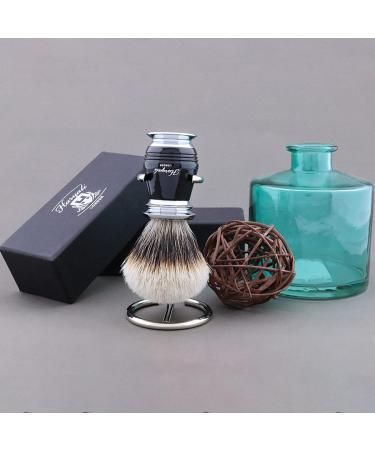 Haryali London Shaving Brush Set | Elegant Black Resin Handle | Stainless Steel Stand | Premium Silberspitz Roof Hair Brushes for a Perfect Shave - Buy Online on GoSupps.com