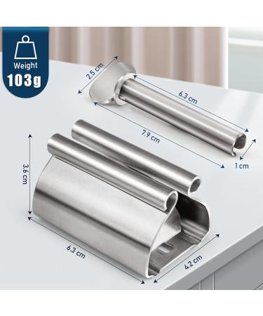 Zivacate 2 Pack Stainless Steel Toothpaste Tube Squeezer & Dispenser - Effortless Toothpaste Tube Rolling with Holder Seat Function - Buy Online on GoSupps.com