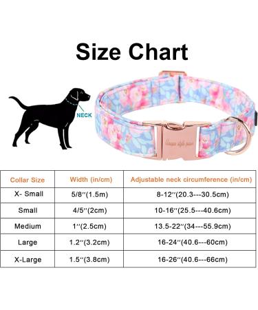 Unique Style Paws Summer Dog Halsband - Blue Linen & Pink Flower Wide Chain Collars for Small Medium Large & XL Dogs - Perfect Gifts! - Buy Online on GoSupps.com