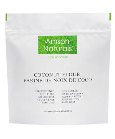 Coconut Flour 5 lb / 2.27 kg by Amson Naturals - All Natural Gluten-Free Non-GMO Unsweetened High Fiber Perfect for Pancakes Cookies Cupcakes Bread mixes Baking 2.27 kg (Pack of 1)