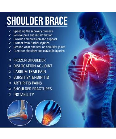 Shoulder Brace with Reusable Ice Gel Pack - Rotator Cuff Support & Compression Sleeve for Bursitis, Dislocation, Tendonitis - Black Large Size - Buy Online on GoSupps.com