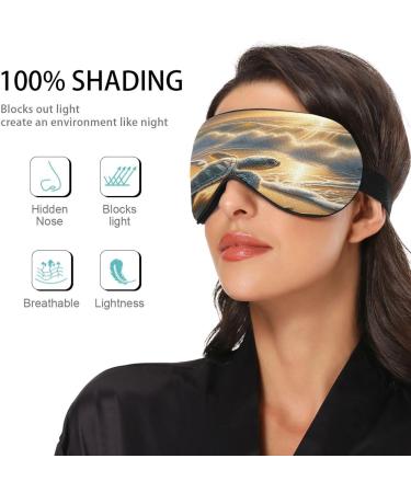 Pastel Turtle Beach Sunset Sleep Mask | Light Blocking Eye Mask for Men & Women | Adjustable Soft Blindfold for Travel & Naps - Buy Online on GoSupps.com