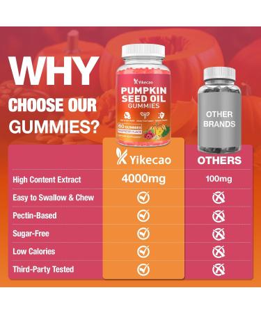 Yikecao Pumpkin Seed Oil Gummies Pumpkin Seed Oil Supplement with Saw Palmetto for Hair Growth Youthful Skin & Prostate Health Non-GMO Gluten Free Vegan Sugar Free Raspberry Flavor 60 Count - Buy Online on GoSupps.com